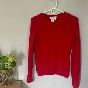 ELLEN Tracy 100% cashmere sweater red Christmas sweater scoop neck XS
